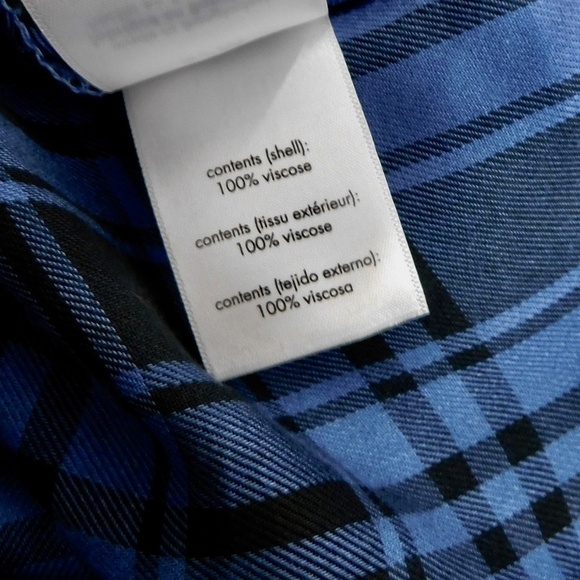 NWT!! WEWOREWHAT Boyfriend Shirt Plaid Navy Blue Collared Oversized Small Medium - Picture 13 of 15